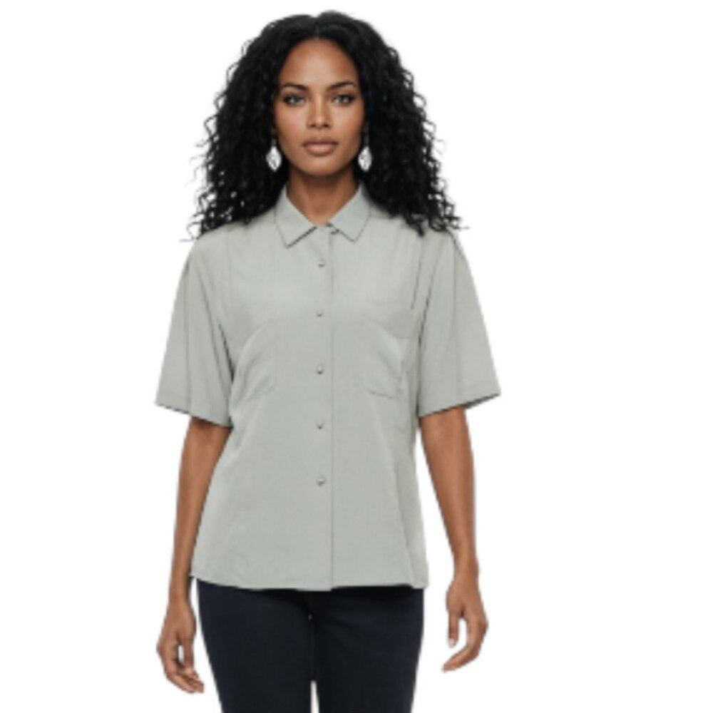 Oscar de la Renta Expressions Large Short Sleeve Button Down Vintage Blouse